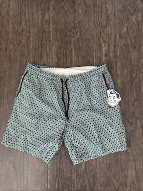 Mr.Swim Men's Blue & Yellow Patterned Swim Trunks
